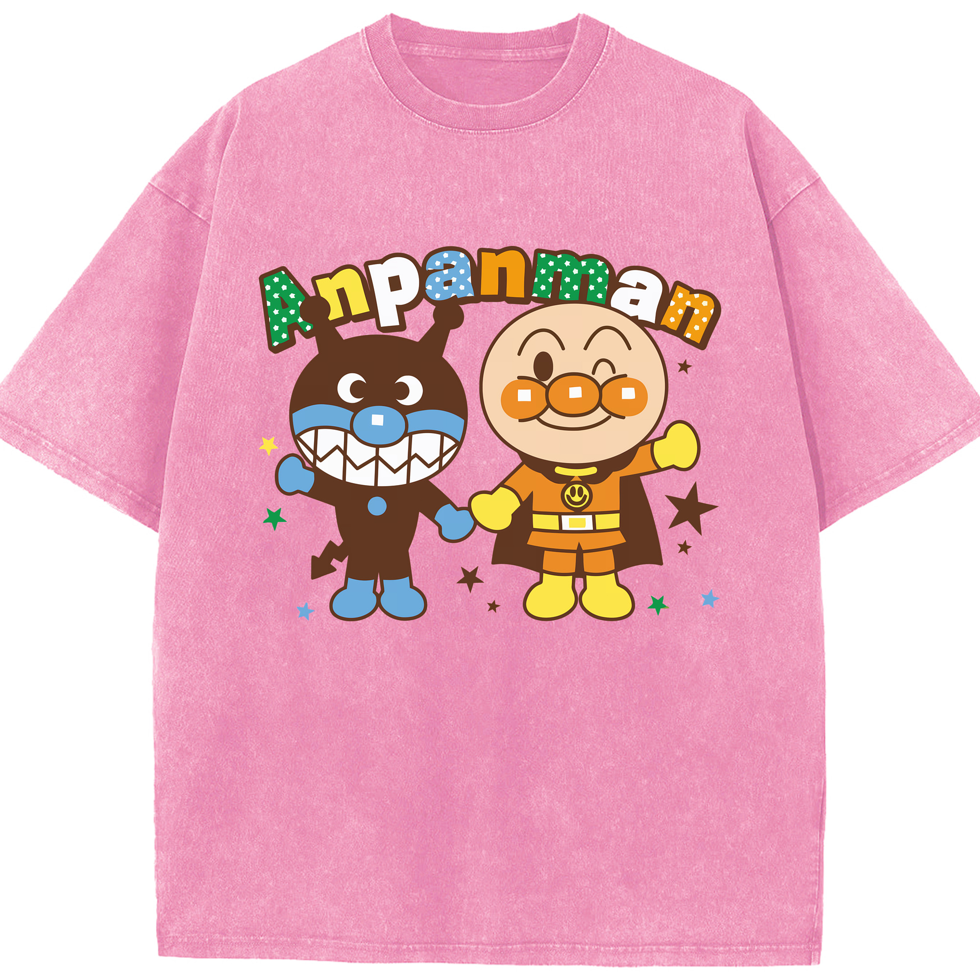 （画像用） アンパンマン Anpanman 綿100% ヴィンテージ風 半袖Tシャツ（フロントプリント）